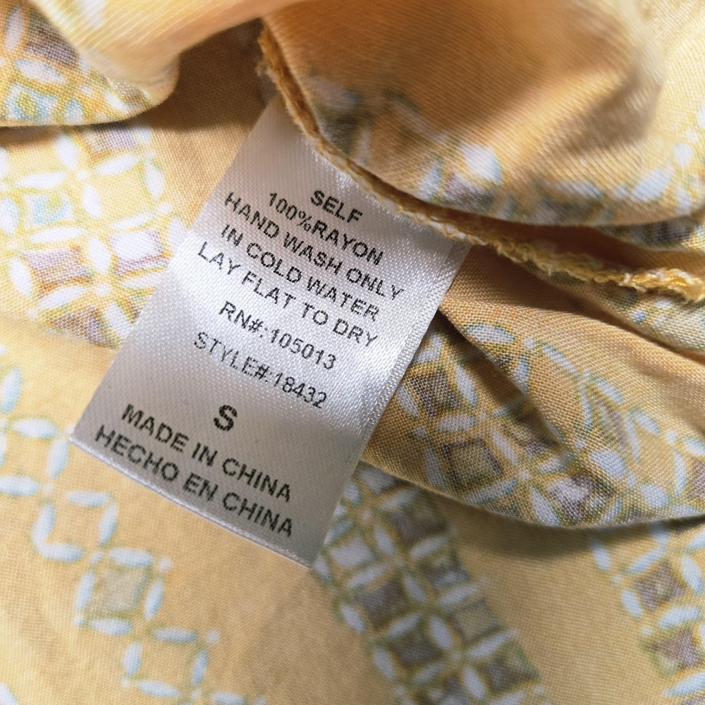 Savanna Jane Blouse Womens Small Yellow Embroidered Boho Tunic Flutter Sleeve - Picture 10 of 11